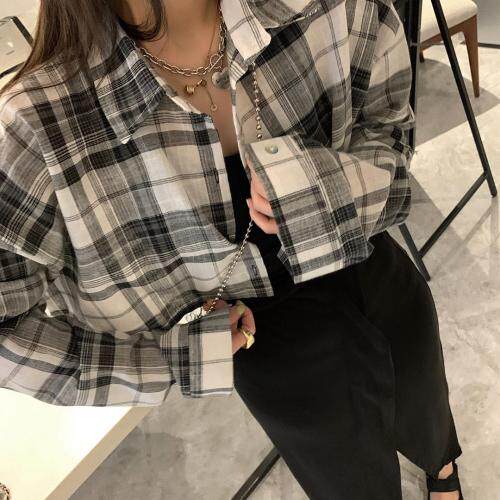 格子短衬衫，女装衬衫，XTZ style
