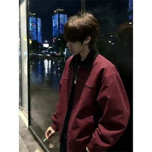 大货拼色衬衫领纯棉宽松夹克男上衣外套DSA157B-J182-P75图片
