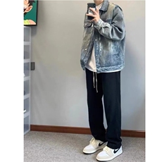 春款网图J09P40蓝色S-3XL垫肩夹克，男装夹克，星座506A