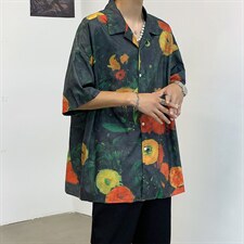 冰丝短袖衬衫男帅气韩版潮流宽松五分袖衬衣513-3-C30/C32-P40，男装衬衫，星座512-1（原513-3）