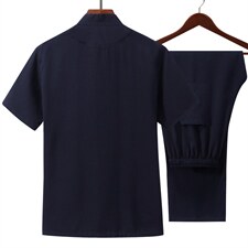 高档唐装太极服中式刺绣立领短袖棉麻风时尚男套装YD1802-P70，男装民族服装，星座1105-3