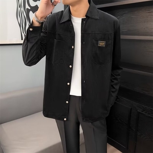 港风灯芯绒加厚长袖衬衫男春秋季新款大码衬衣外套潮牌上衣服 Y43图片