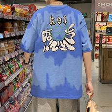 夏装青少年渐变宽松纯棉T恤短袖男女创意印花半袖1599-P45控价68，男装T恤，电商A441-1
