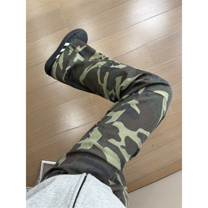 B221美式ins高街暗黑多口袋修身工装牛仔裤LK24156-P65控88,男装牛仔裤,电商B221