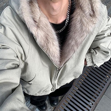 现货高品质美式高街冬季重磅硬挺短款座山雕毛领棉衣男女加厚外套，男装棉衣，电商A486-1