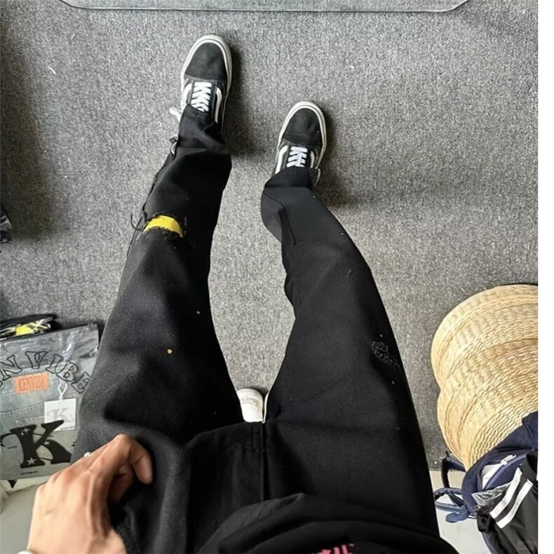 烫钻黑色牛仔裤男士春夏季修身弹力小脚裤长裤子男裤XK7118,男装牛仔裤,星座208-5