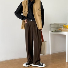 西裤男韩版潮流纯色痞子帅气2024夏季新款ins宽松长裤K3050-P39，男装西裤，星座412-2