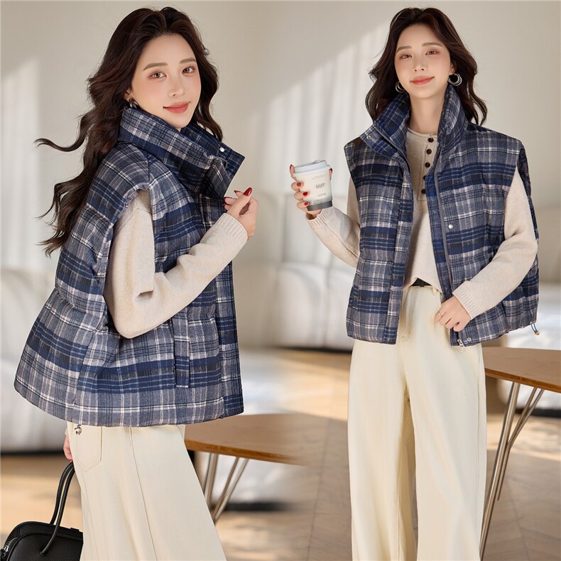 现货，2025冬季格子羽绒棉棉马甲，女装马甲，利佳可人