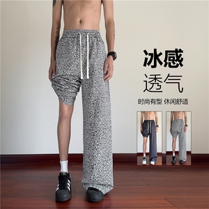 抖音品质夏季潮流设计感宽松冰丝休闲裤B315-K25750-特p25控48图片