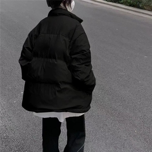 1506-1/M6661魔术贴二创/P69冬季男士黑色立领棉服 情侣面包外套图片