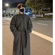 秋冬季牛角扣毛呢大衣男中长款韩系高级感风衣外套812-F636-P128，男装风衣，星座812
