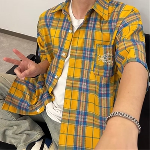 夏季新款衬衫潮流慵懒男方领衬衫刺绣 P32图片