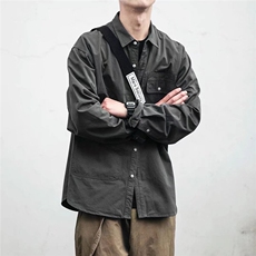 工装衬衫男长袖春秋宽松衬衣韩版潮流帅气翻领上衣休闲外套潮，男装衬衫，星座1210-1
