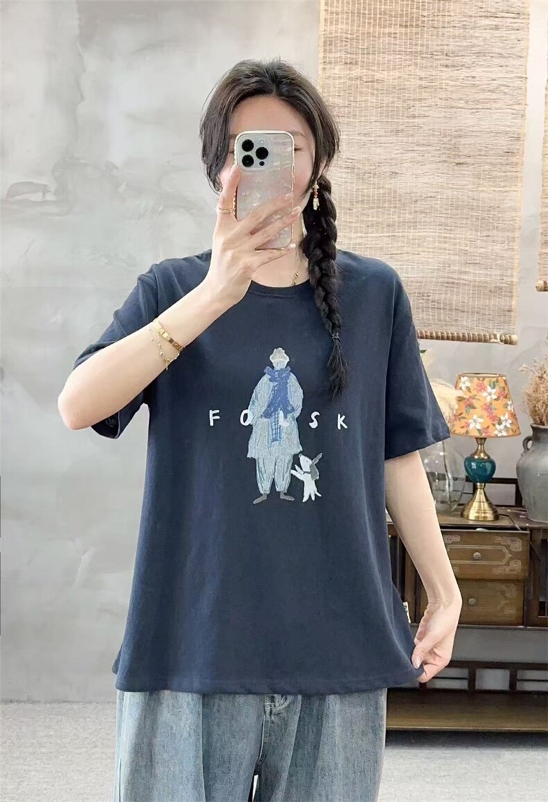 2025时尚百搭围巾美女短袖,女装T恤,湘姗