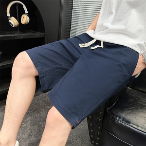 夏季新款水洗短裤男纯棉宽松五分裤休闲短裤XZ310B-3-DK8033-P35,露腰毛衣的搭配图片