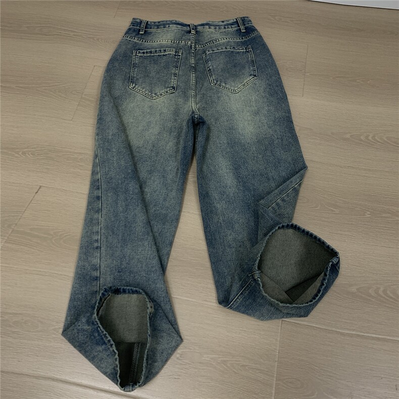 xz905-Z032#P65美式高街宽松阔腿牛仔裤,男装牛仔裤,星座905