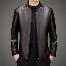 K2163钱塘2020-2春秋新款百搭商务休闲中年男士皮衣夹克P127，男装皮衣，钱塘207-2