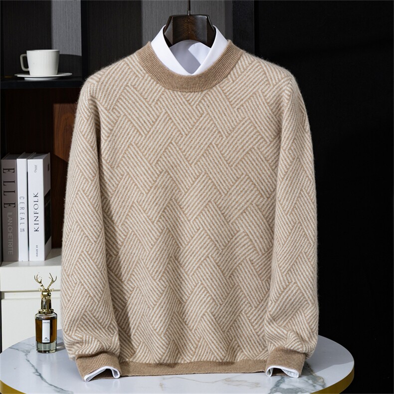 圆领长袖男士2025新款男士加厚，男装羊绒套衫，祥特羊绒