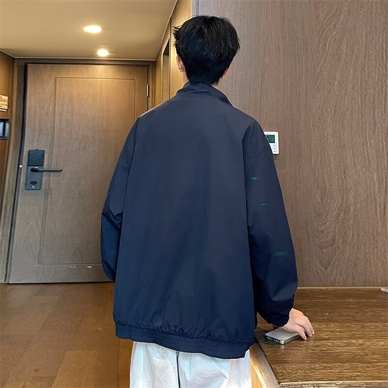 外套男2024秋季新款男士插肩袖棒球服春秋黑色立领夹克潮6101/P65,男装夹克,星座506