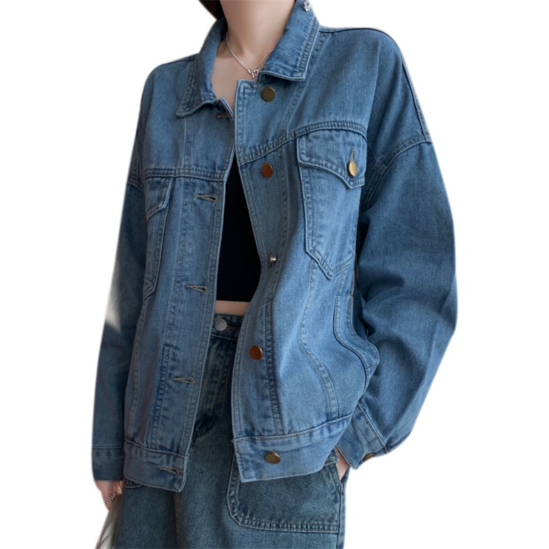 时尚百搭气质休闲牛仔外套女宽松显瘦长袖夹克春秋季新款上衣,女装牛仔外套,宛庄羊绒