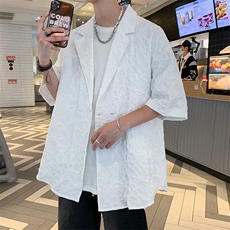 日系五分袖春夏季新款衬衫潮流慵懒男方领宽松型衬衫AM102P43，男装衬衫，星座1116-2