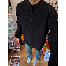 网图有货秋冬季亨利领毛衣男老钱风打底针织上衣A147-P60，男装针织衫/毛衣，星座1505