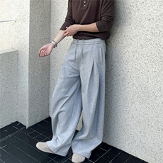 设计款大裤腿弯刀运动裤灰色K235/P85，女装休闲裤，电商A242