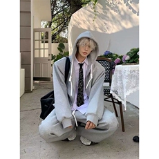 网图-WY12-P68华棉复合350克美式潮流开衫卫衣外套男女休闲上衣，男装卫衣，电商B327