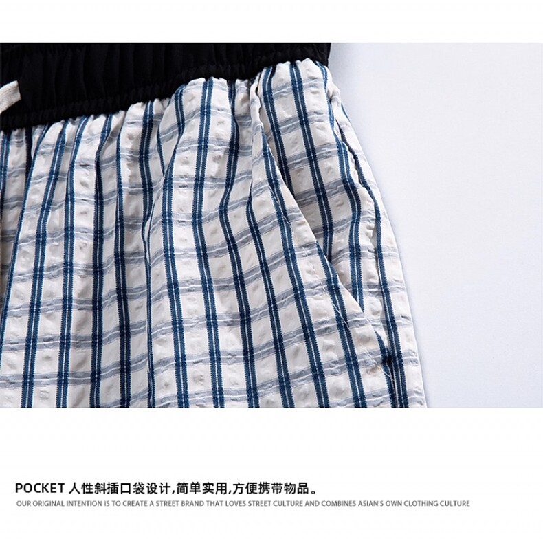 1506/QSK170/P45蓝色格子冰丝裤子男夏季伞兵工装裤高级感休闲,男装工装外套,星座1506