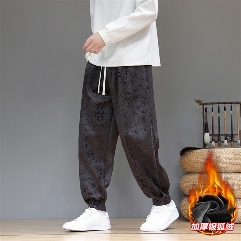风冬季加厚银狐绒加绒裤男印花潮休闲裤xz815-k508p60，男装卫衣，星座815（原A203）