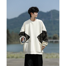 8XL-M春秋季圆领拼接撞色民族风卫衣男新款潮牌上衣服WY005P58，男装卫衣，电商B312