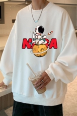 华夫格卫衣圆领卫衣男大码长袖t恤男外套HW76289-P30加绒款-P40，男装卫衣，电商A040