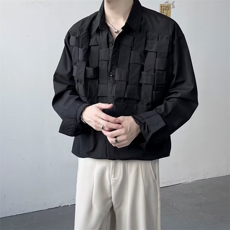 长袖衬衫男港风日系韩版潮流帅气衬衣C765P38,男装衬衫,星座1116-2