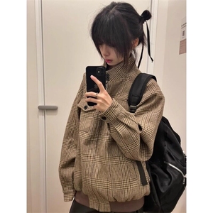 老钱风千鸟格哈灵顿夹克男女新款高级感cleanfit外套JK9533-p75图片