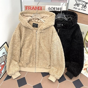 双面穿座山雕毛毛外套女冬季加厚保暖毛领棉服夹克潮流简约图片