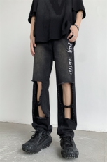 B221美式ins高街小众情侣款大破洞牛仔裤LK23078-P55控78，男装牛仔裤，电商B221
