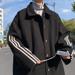 冬季新款韩版情侣宽松毛呢大衣风衣港风呢料夹克外套男YF802-P110图片