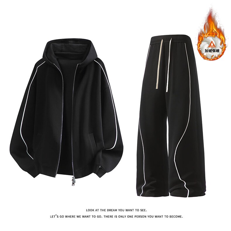加绒加厚运动服套装W4683JR（加绒）特P60/K8666JR（加绒）特P45,男装休闲套装,电商A007