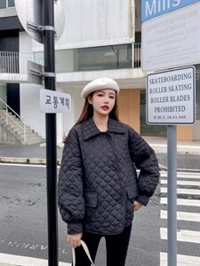 菱形格纹羽绒服，女装羽绒服，衣香丽舍