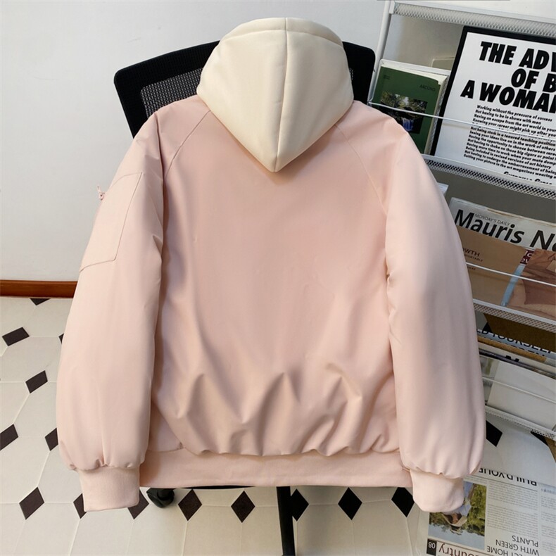 !潮流冬季连帽拉链加绒加厚棉衣情侣撞色棉服外套MY5567-P78,男装棉衣,星座610B-1