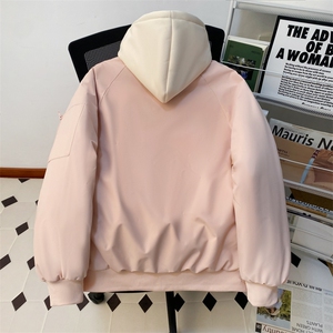 !潮流冬季连帽拉链加绒加厚棉衣情侣撞色棉服外套 MY5567-P78图片