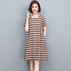 条纹连衣裙女2022年夏季新款气质显瘦高级感裙子潮，女装连衣裙，忆绮罗