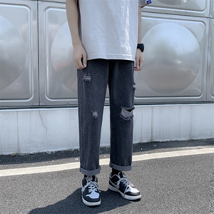 破洞牛仔裤男士夏季宽松百搭薄款九分裤韩版港风裤子 K1100-P38图片