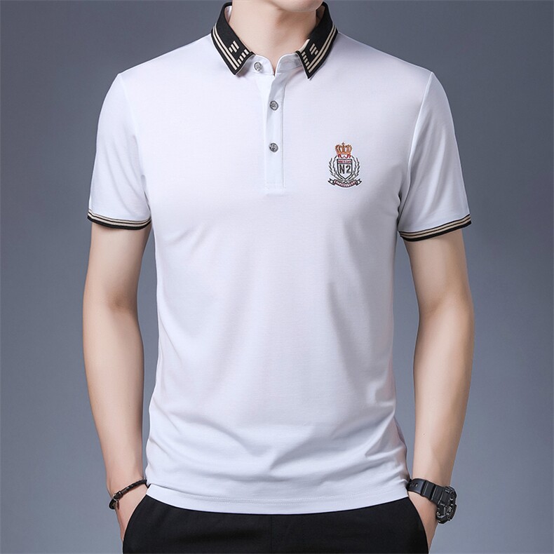 时尚短袖T恤男翻领绣标POLO衫夏季中青年男士休闲体恤夏装男装,男装T恤,电商B212（原钱塘6029）