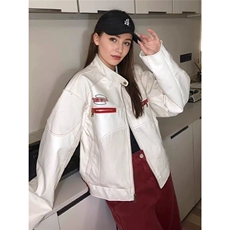 欧美街头潮流宽松机车服皮衣男潮痞帅气高级感飞行员PU皮夹克外，男装夹克，星座218-1（原230）