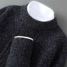 2025年秋季新款圆领条纹针织男士上衣时尚休闲通勤百搭，男装羊毛衫，琳华羊绒