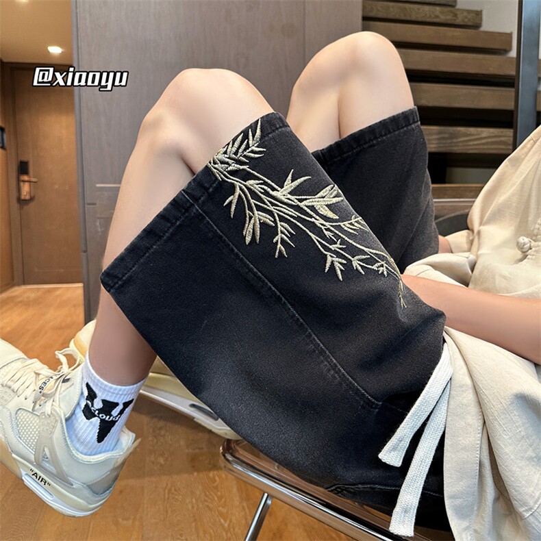 XZ616新中式夏季风刺绣牛仔短裤五分裤TY2469p45控58,男装牛仔裤,星座512A（原616）