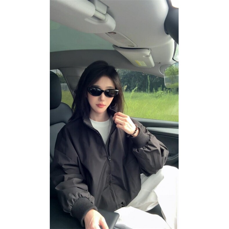 现货26春装美拉德立领飞行夹克纯色复古廓形高街棒球服外套,男装夹克,电商A486