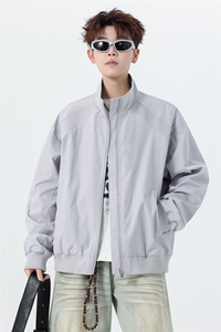 JK008无影墙 春装拼接工装立领开衫夹克 聚酯纤维(M-5XL)TP35图片
