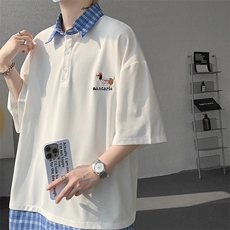 现货T1012-P30特控60大码假两件刺绣T恤，男装T恤，电商D232